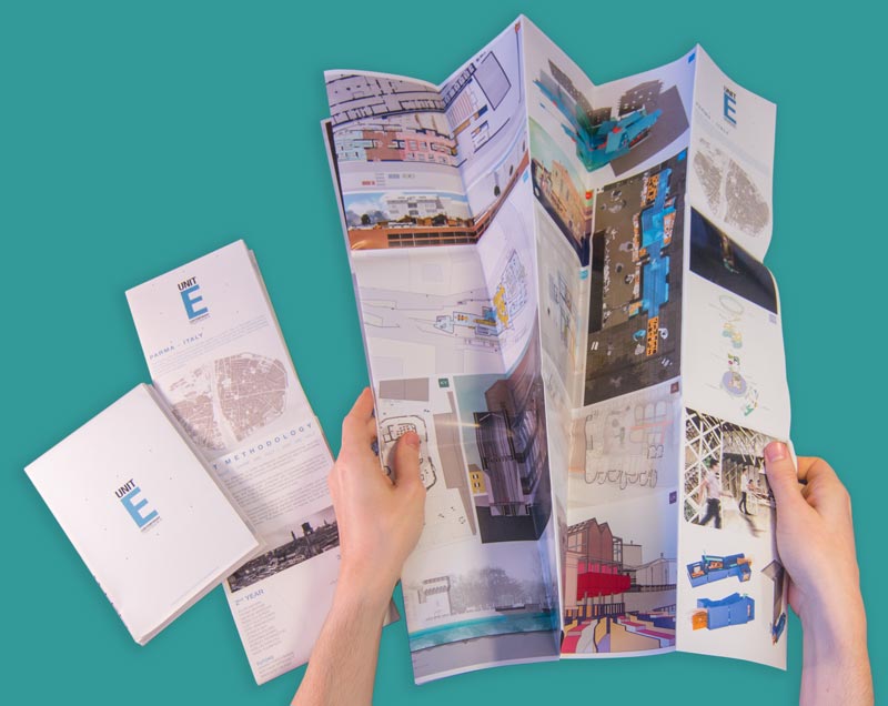 Theo Jones architecture Unit E Exhibition Oxford Brookes School of Architecture leaflet guide folding