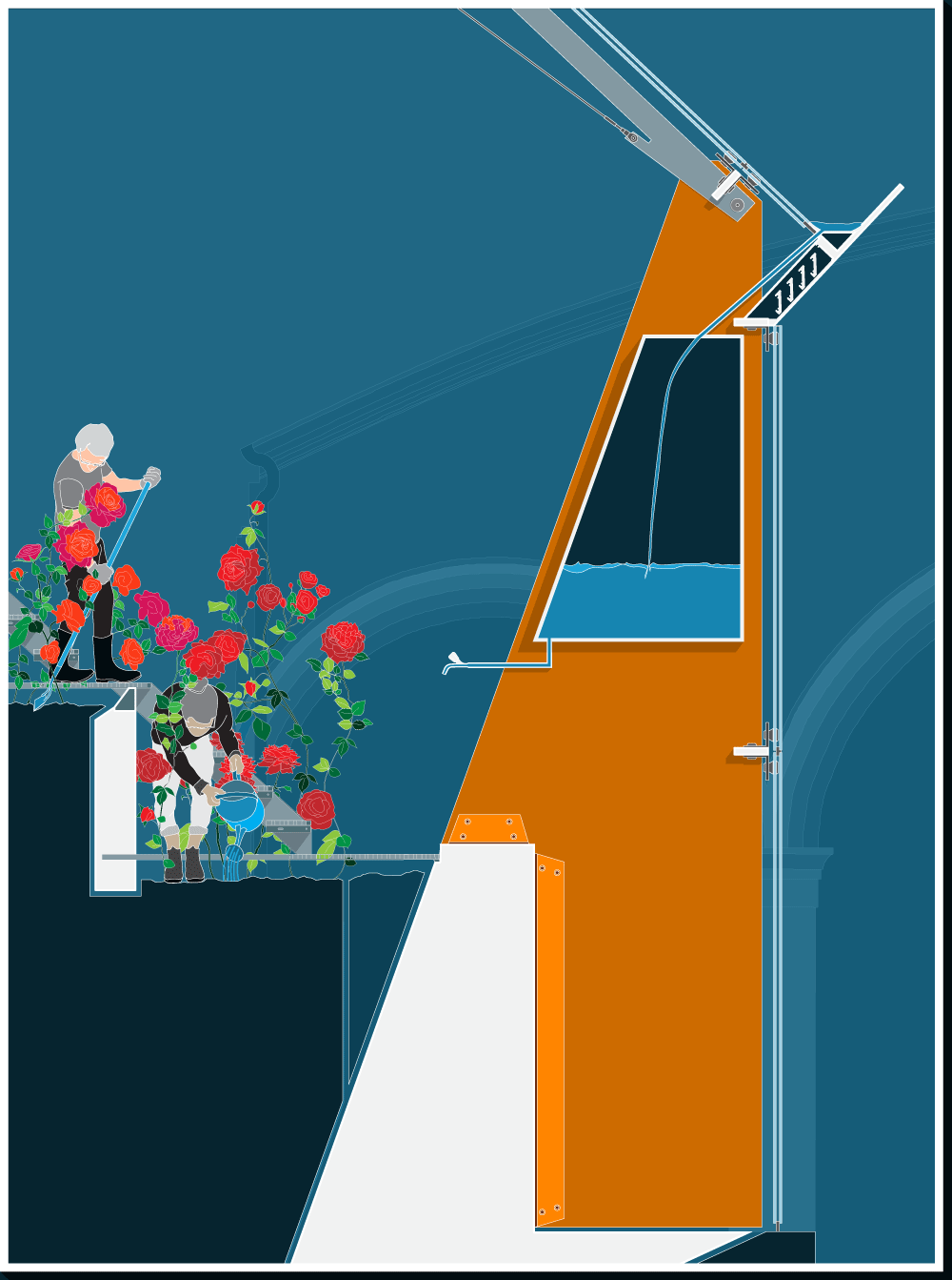 Theo Jones architecture Crystal Palace Park Rosarium section drawing illustration structure module detail