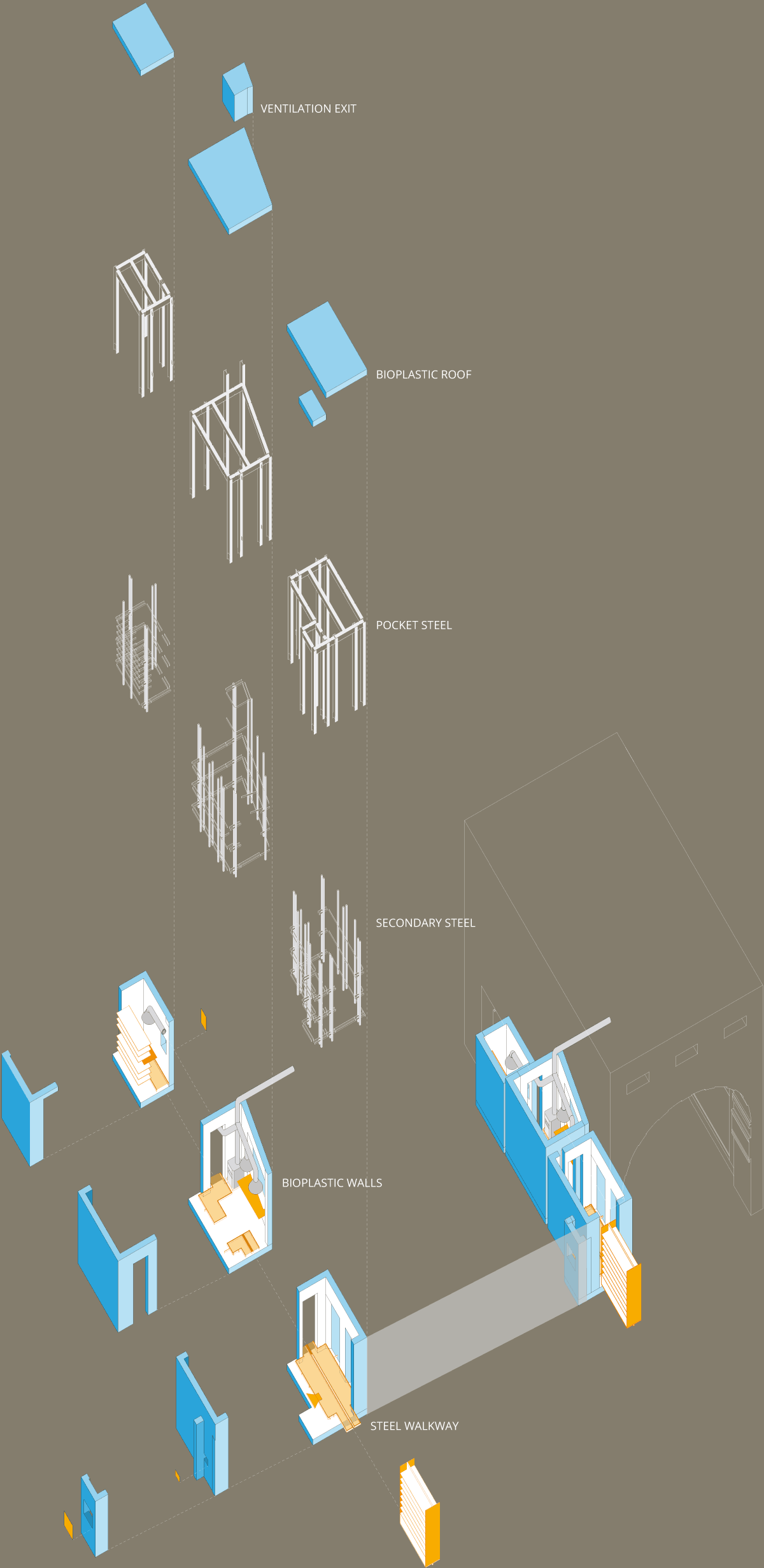 Theo Jones architecture Pocket Dyers and Associates structure axonometric drawing illustration